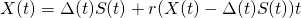 \begin{equation*} \ud X(t) = \Delta(t)\ud S(t) + r(X(t)-\Delta(t)S(t))\ud t \end{equation*}